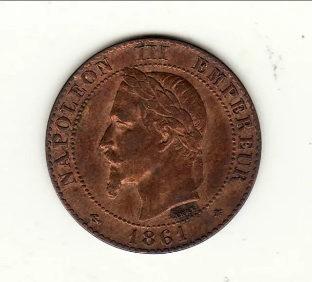 NAPOLEON III LAUREE 2 CENTIMES 1861 A qualitè !! reste brillant frappe