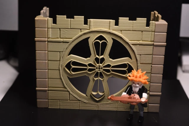 Mur Personnalisé Playmobil 3D Avec Rosace Médiévale - Compatible Système STECK 3666, Pour Châteaux Et Décors