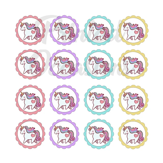 24X UNICORN PASTEL cute kids Edible Cupcake Toppers Birthday Wafer