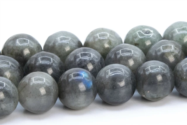 9-10MM Genuine Natural Gray Labradorite Round Gemstone Loose Beads