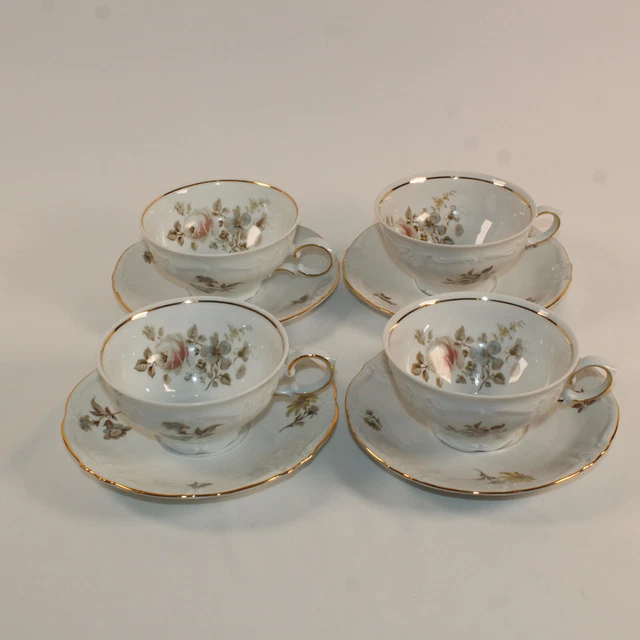 4 Winterling Bavaria Empress Maria Theresia Floral China 4" Cup & Saucer Set