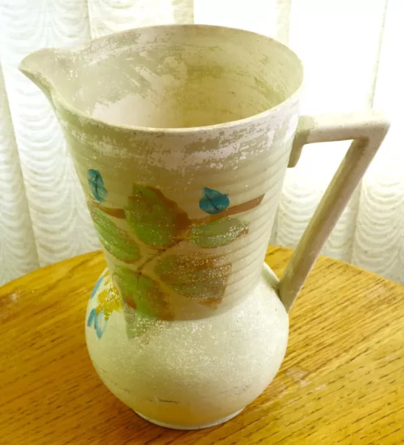 Vintage Shabby Chic Vase Jug Creamy Grey Flowers Brentleigh Ware Deal  Art Deco 