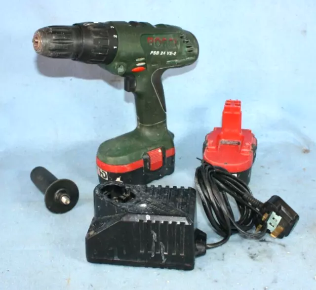 BOSCH 24v TALADRO DE MARTILLOS INALÁMBRICO CON ESTUCHE DE ALMACENAMIENTO MODELO PSB24VE-2 CON CARGADOR