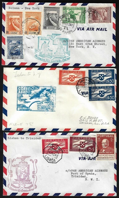 PORTUGAL 1941 SECONDE Guerre Mondiale Pan Am Clipper First Vols Bolom