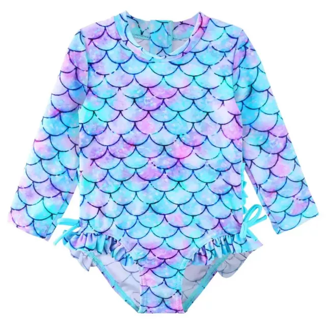 Cute Toddler Baby Girl Swimwear Long Sleeve Infant Bathing Suits Bright Ruffle