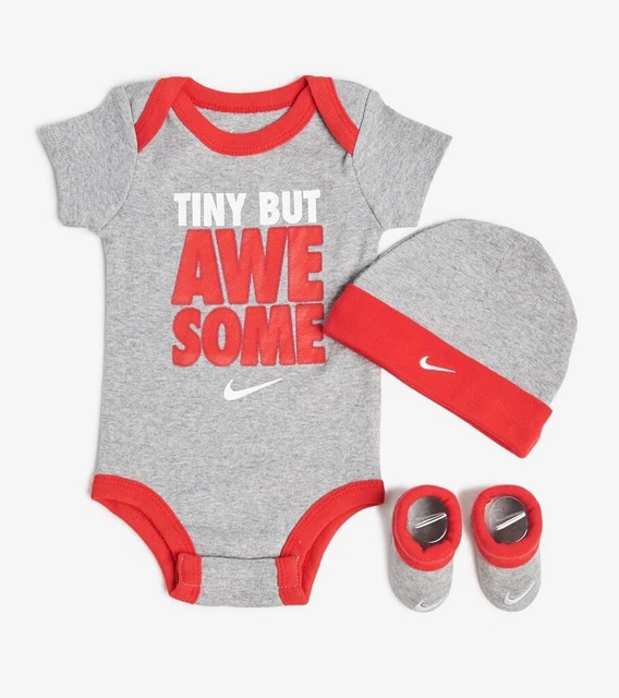 Nike Newborn Baby Boys 6-12 Month Socks Booties Bodysuit Beanie Hat 3 Piece Set