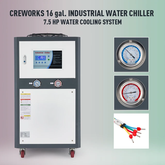 CREWORKS 5Ton Industrial Water Chiller Micro-Computer Control LCD Display 15KW