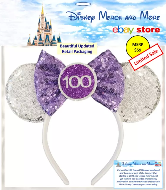 Disney Parks 100 Years Of Wonder Mickey Mouse Minnie Ears Headband -2023 Package
