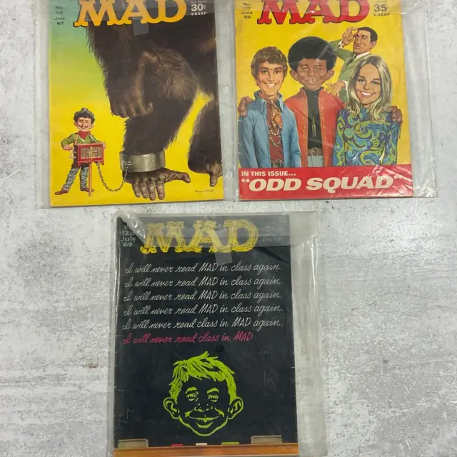 Mad Magazine Vintage lot of 3 in protective plastic sleeves 1969 1967