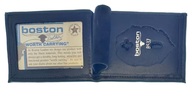 BOSTON LEATHER BILLFOLD STYLE BADGE WALLET: Shield Cutout (250-S-4182)