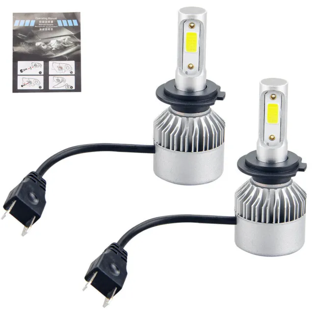 2X H7 LED Headlight Bulbs Lamps Dimmed Beam Xenon Halogen 80W 8000LM
