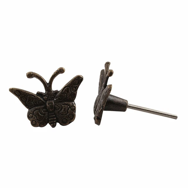 Fait à la Main Fer Papillon Commode Boutons Tiroir Armoire Poignée - 4 Pièces