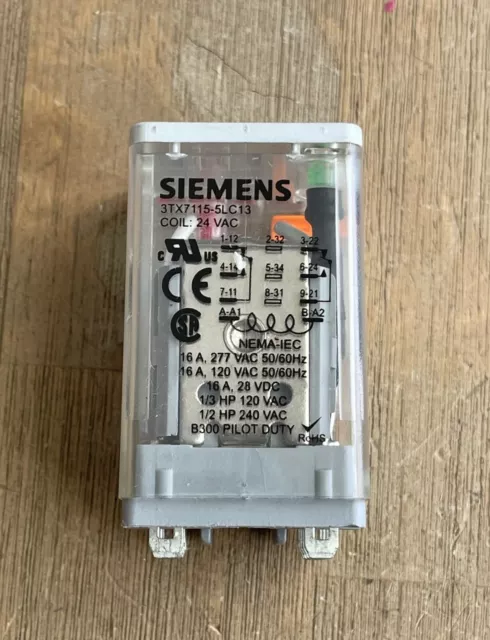 Siemens 3Tx71 Relay Coil 24Vac 8 Pin 3Tx7115-5Lc13 New No Pkg