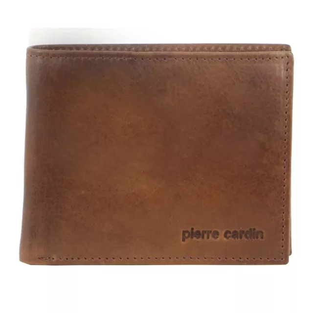 Pierre Cardin Men's Wallet RFID Blocking Genuine Italian Leather - Brown