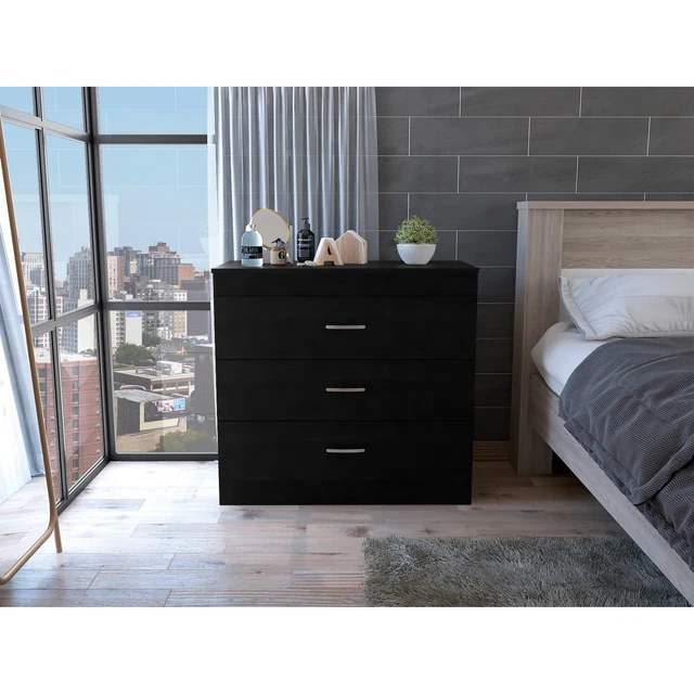 TUHOME Melia 3 Drawer Dresser with Superior Top and Metal