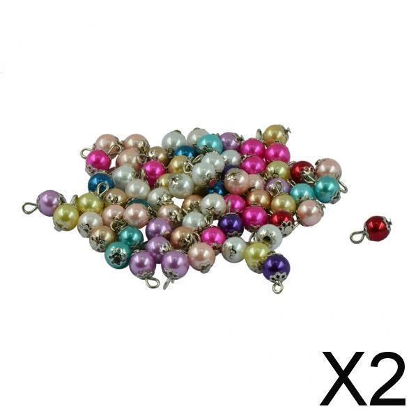 2X 50 Stück Großhandel Handgemachte Bunte Glasperlen Legierung Kappe Charms