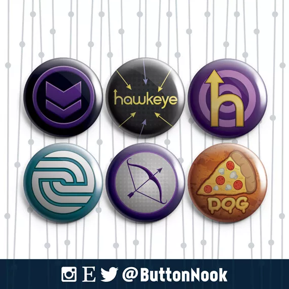 Hawkeye Avengers Marvel MCU Logo - Pin Badges / Magnets | Superheroes