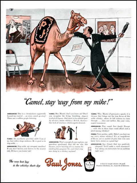 1942 Camel Radio Announcer Paul Jones Whiskey vintage art print ad adl74