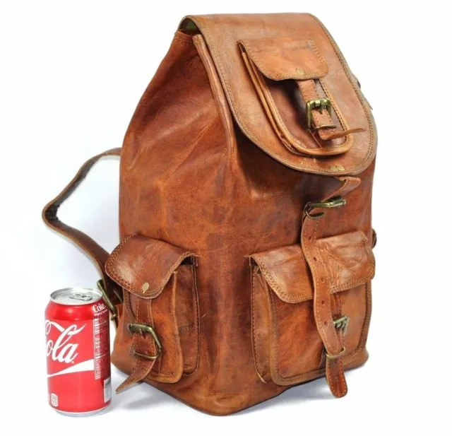 Sac à Dos Cuir Souple Véritable Vintage Femme Voyage Neuf S Marron Épaule