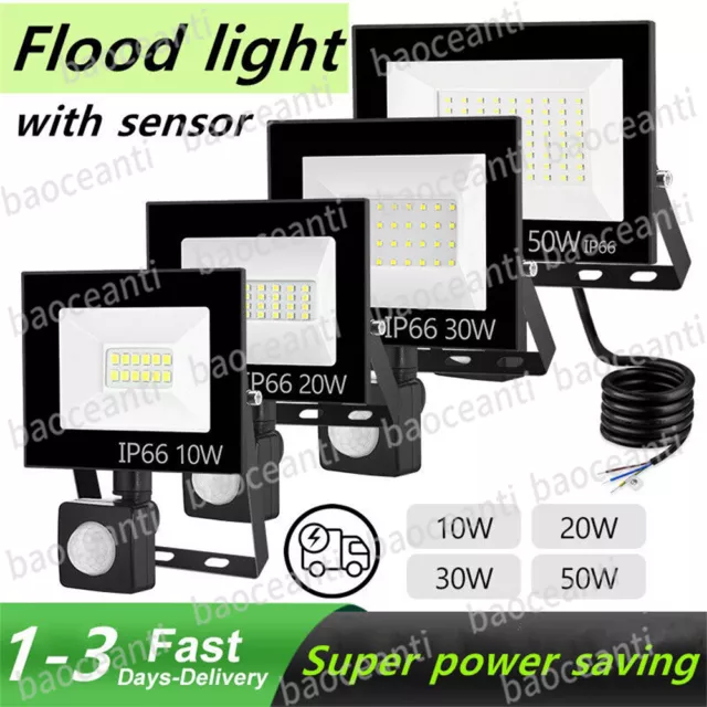 LED Floodlight PIR Motion Sensor 10W 20W 30W 50W 100W Outdoor Security Light UK