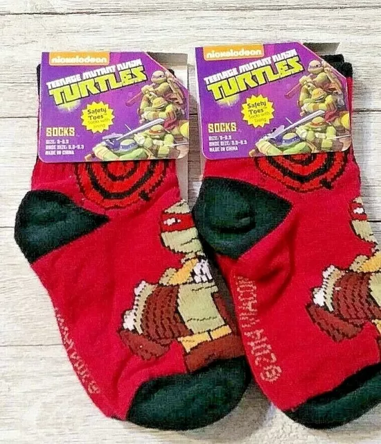 Ninja Turtles boy's safety toe socks 2 pair  6-7.5
