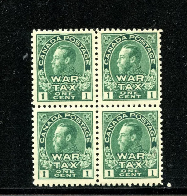 Canada #MR1 (C299) block of 4, War Tax stamps, 1915, MNH, F-VF, CV$260.00