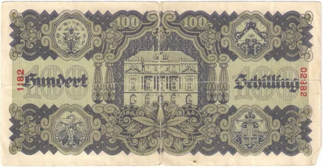 Austria banknote - 100 hundert schilling - year 1945 - Second series - rare 2