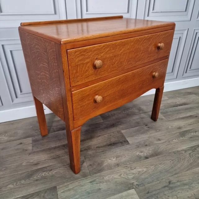 Retro Vintage B&E Mid Century Light Oak Danish Design Retro Chest Of 2 Drawers