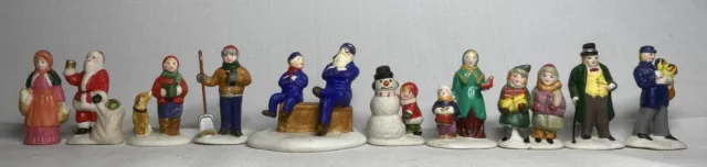 Lot Of 10Lemax Christmas Village Figurines Porcelain Santa Carolers Dogs Vintage