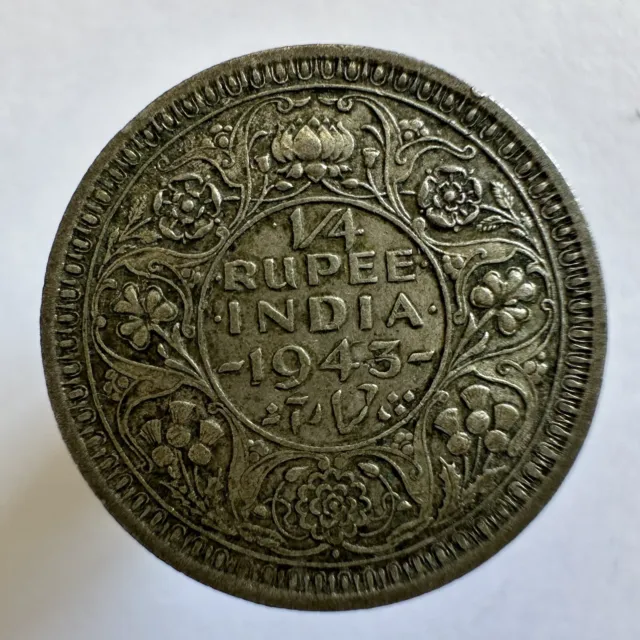 British India 1/4  Rupee 1943  (Rx1121895/85)