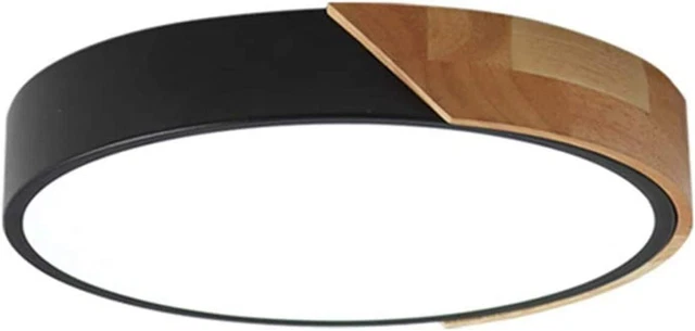 Round Trichromatic Dimming LED Ceiling Light Flush Mount, Black, 16 inch