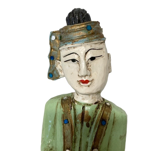 Hand Carved Wooden Burmese Tibetan Asian Temple Musician Dancer Wall Hanging 4