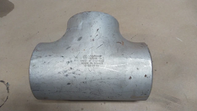 4" Stainless Steel 316/316L SCH40S Straight Tee Butt Weld