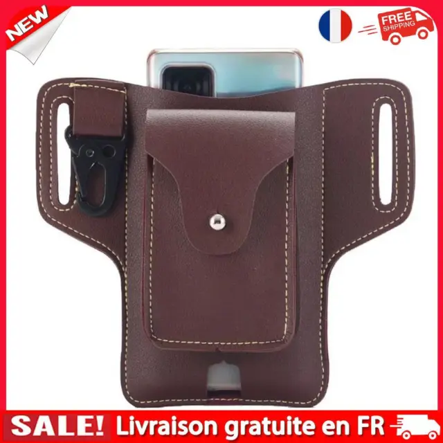 Fanny Waist Bag Men PU Leather Belt Bum Hip Pack Phone Case Wallet (Coffee)