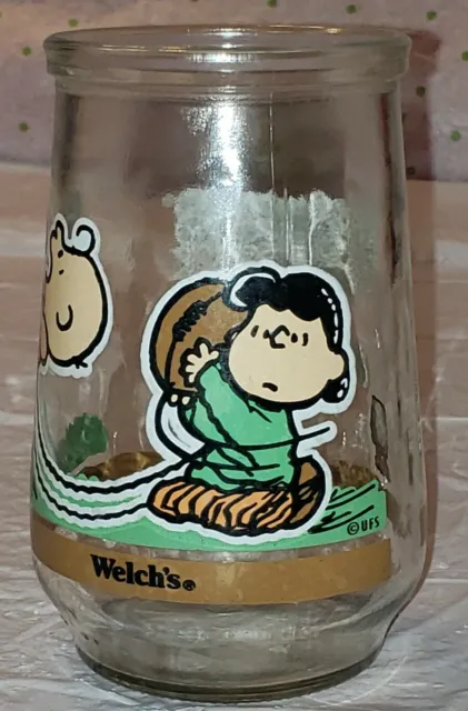 Vintage Welchs Jelly Jar Peanuts Charlie Brown Lucy Football It's Kick Off Time 3