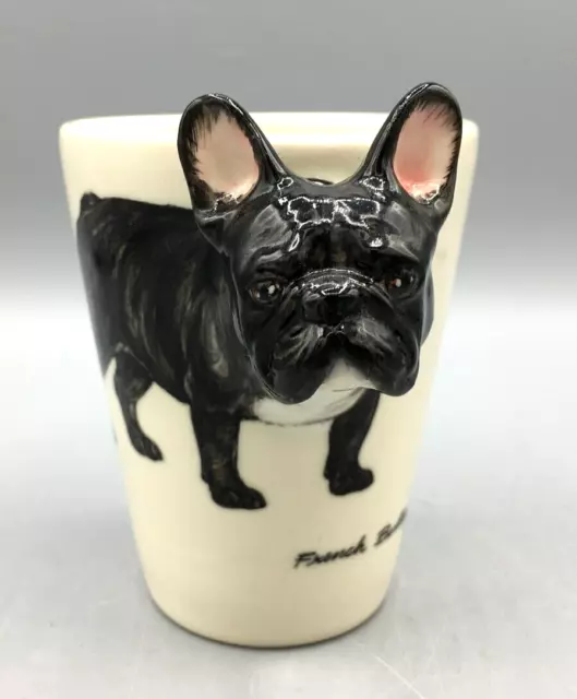 Blue Witch French Bulldog Ceramic Cup Mug Hand Painted 3D Bulldog 8 oz