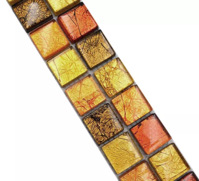 Wandbordüre Mosaik Borde Bordüre Glasmosaik Gold Orange Struktur WB120BOR-07814