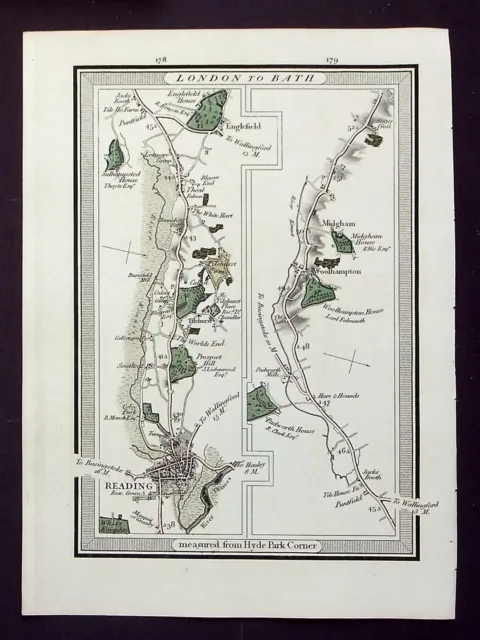 LESEN, KALK, ENGLEFIELD, WOOLHAMPTON, MIDGHAM original antike Karte MOGG 1817