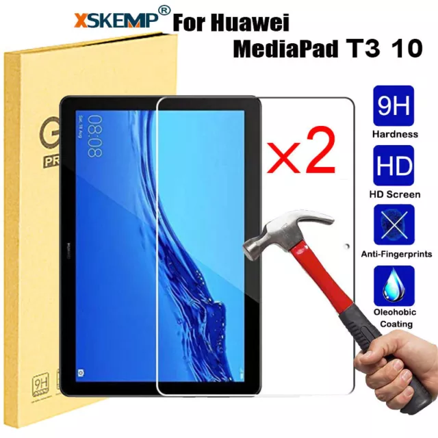 2Pcs HUAWEI MediaPad T3 10 9.6 in Tempered Glass Screen Protector Anti Scratch