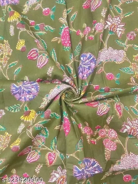 Indien 2.7m Tissu Coton Robe Matériel Sanganeri Imprimé Floral Main Bloc