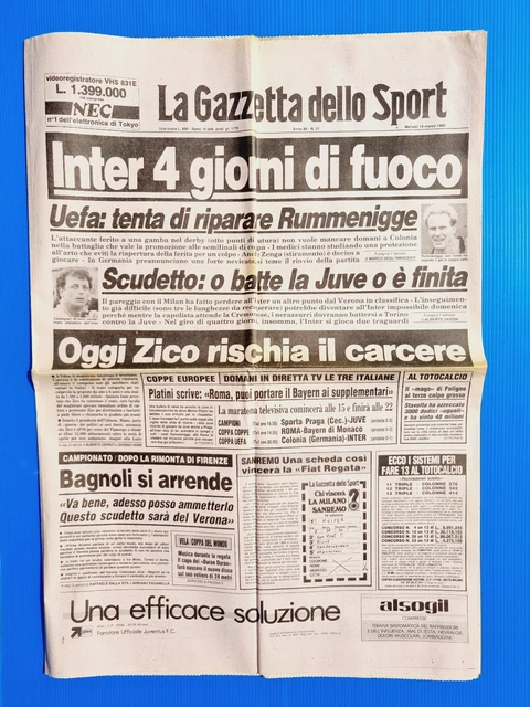 Gazzetta Dello Sport Du 10 Mars 1984 - Une De Rummenigge à L'Inter - Original