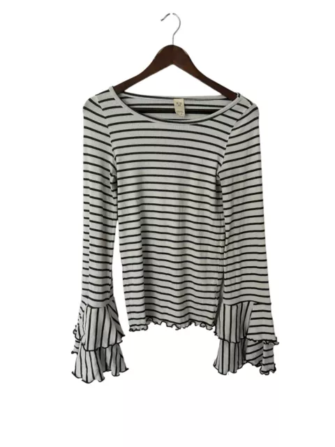 We The Free People Good Find Top Striped Tee Bell Sleeve Size Medium