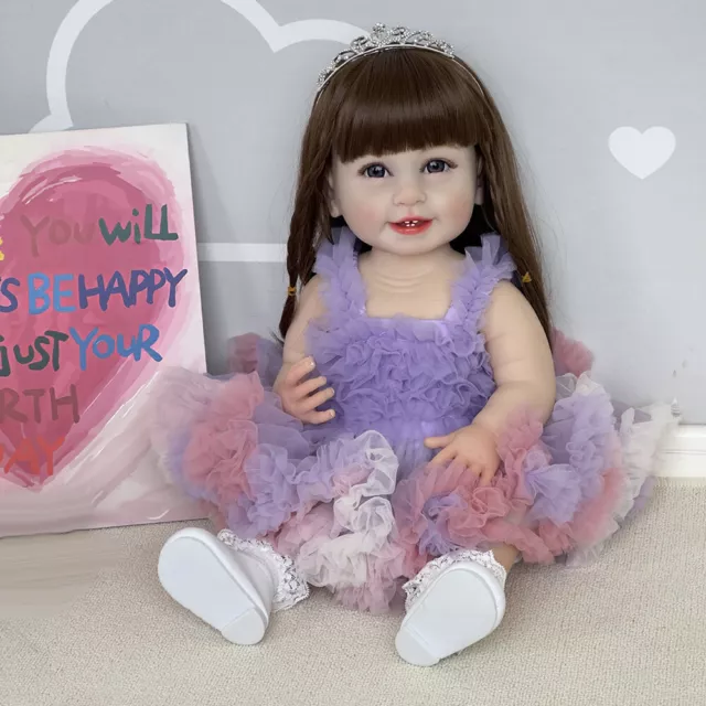 22inches Realistic Newborn Reborn Baby Dolls Full Silicone Vinyl Doll Childrens