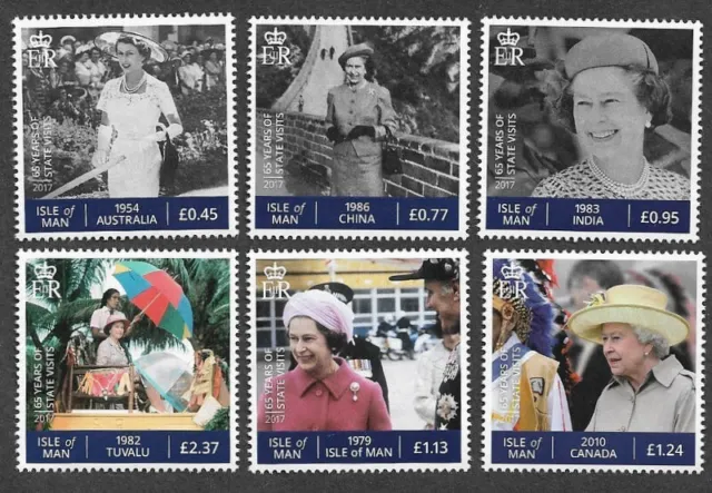Isle Of Man Queen Elizabeth 75 Years Of State Visits 2017 Mnh Royalty