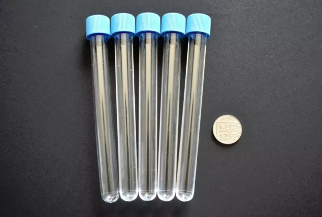 Plastic test tubes, size: 150mm x 16mm, round bottom tube & screw cap shots