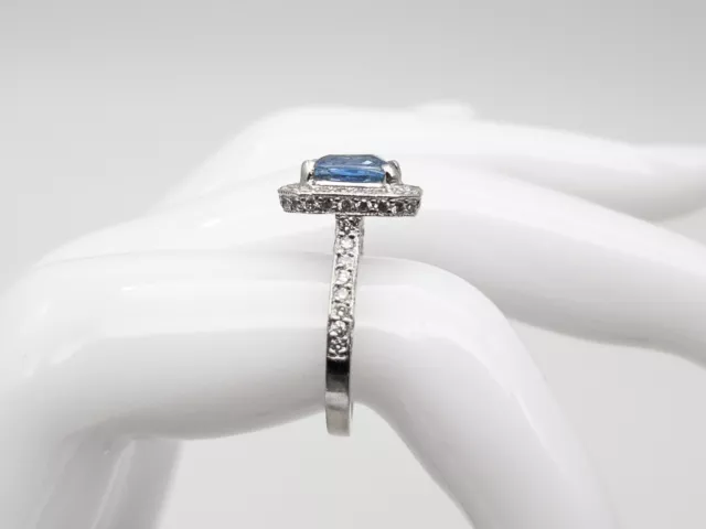$12,000 SIGNED 4.50CT Ceylon Blue Sapphire VS G Diamond Platinum HALO ...