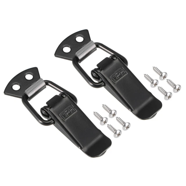 2 Pezzi Chiusure A Scatto Snap Lock In Acciaio Inox: Morsetti A Leva Per Casse, Scatole, Contenitori - Colore Nero