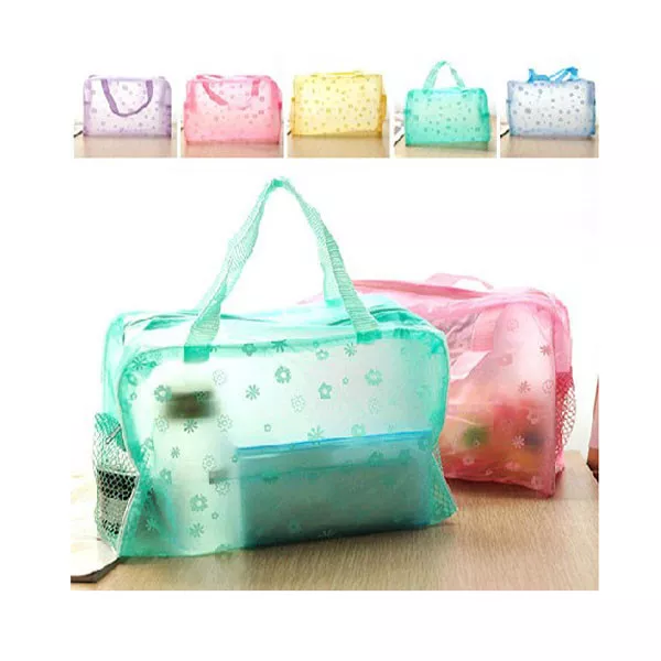 Floral Transparent Waterproof Cosmetic Wash Bag Toiletry Bathing Pouch New-hf
