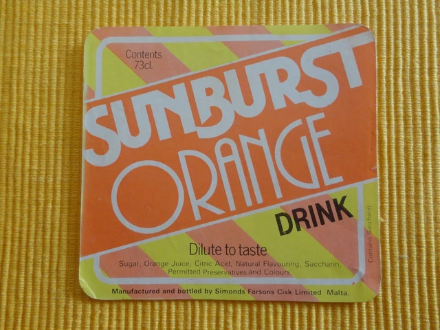Vintage Malta Farsons Sunburst Orange Drink Label