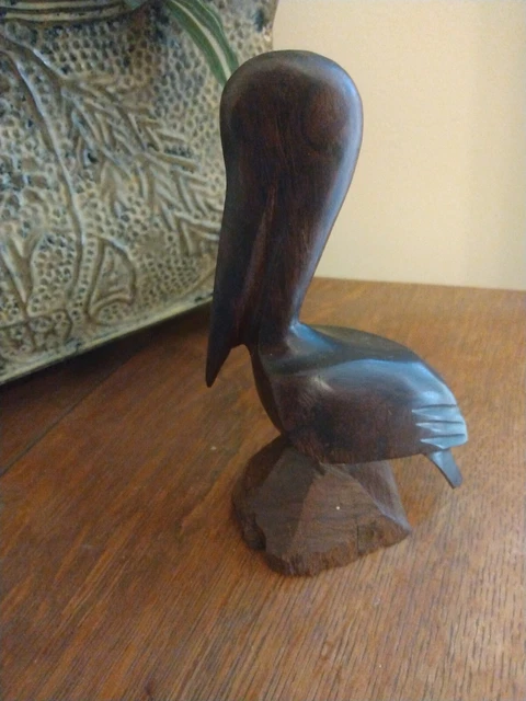VTG Pelican Hand Carved Wood Statue Figurine Nautical Beach Décor Ironwood